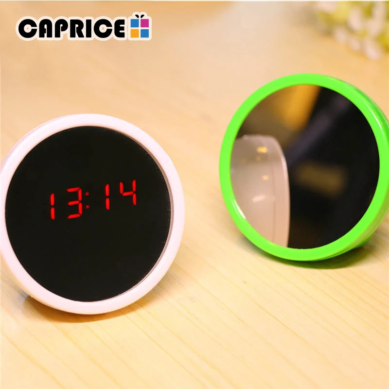 Mirror Alarm Clock Snooze Function Led Time Mini Clocks Bedside