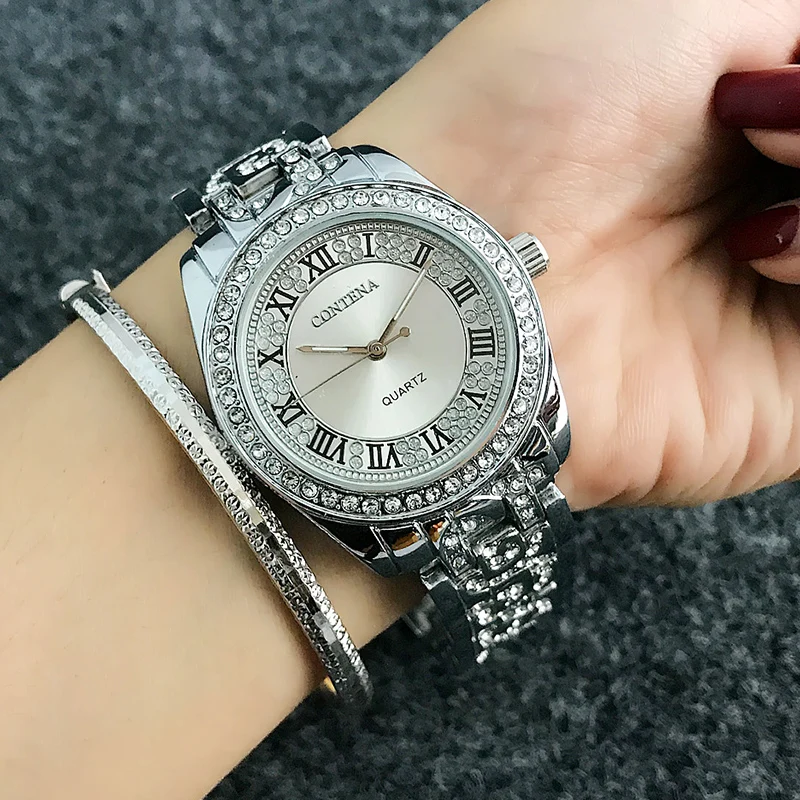 Reloj mujer CONTENA модные часы с римскими цифрами женские часы с бриллиантами Женские часы из розового золота Женские часы saat montre