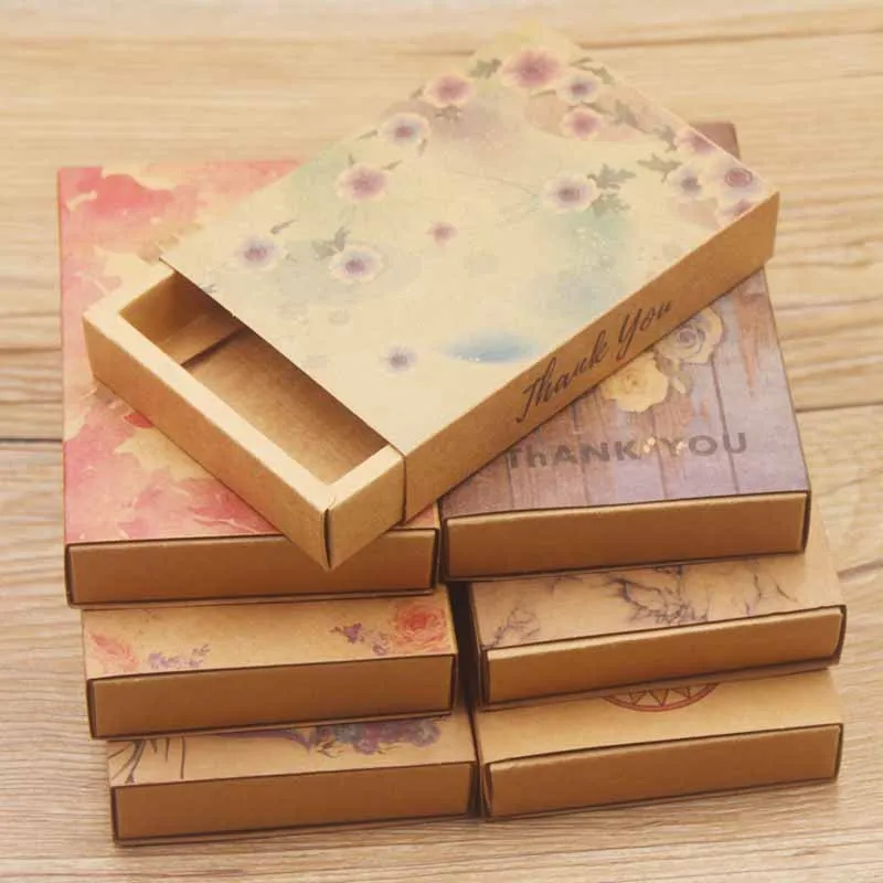 

11.5*8*2CM Multi print gift package box Dreamcatcher/flower design candy/wedding /soap slide box /DIy thank you gift box20pc