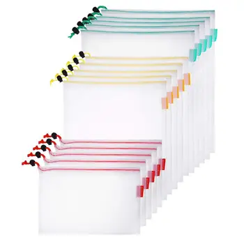 

15Pcs Reusable Mesh Produce Bags Washable Bags for Grocery Shopping Storage Bag Fruit Vegetable Toys Sundries Organizer