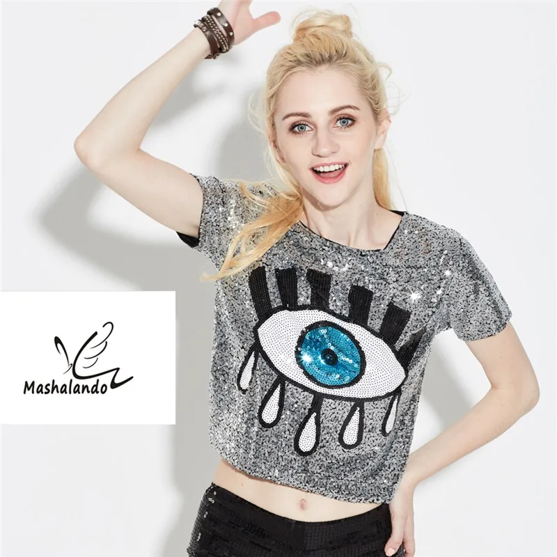 Women-Summer-Short-Sleeve-Sequins-Evil-Eye-Sparkle-Glitter-Hip-Hop-T-Shirt-Short-Top-Clubwear (1)