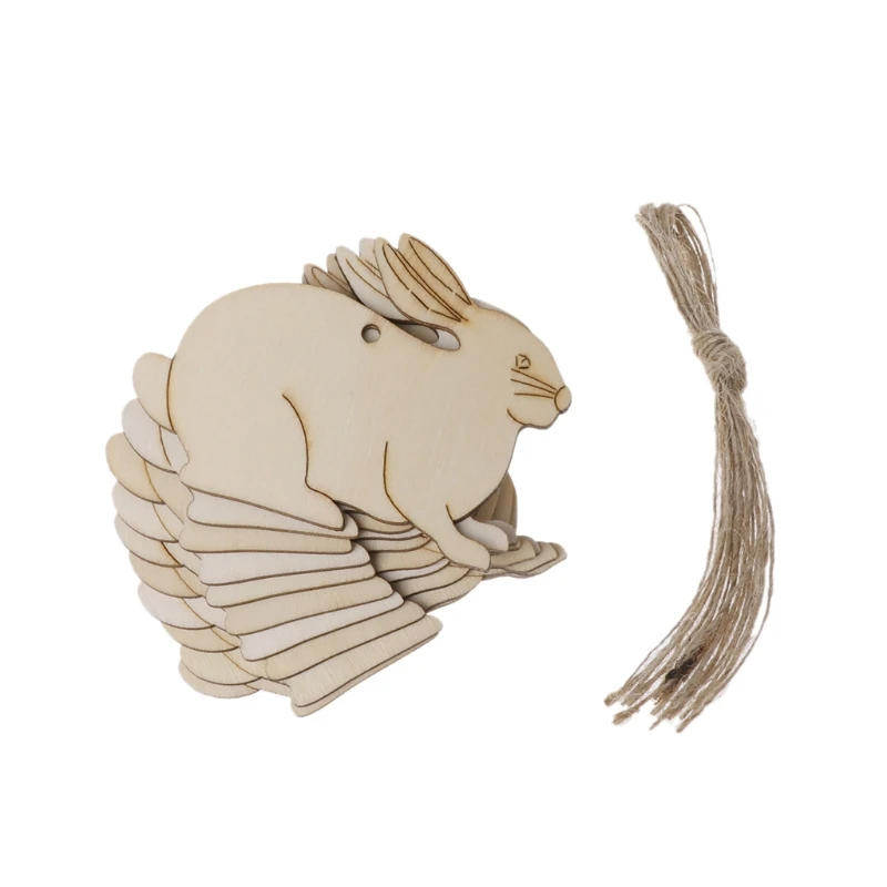 

10Pcs Easter Wooden Ornament Tree Hanging Rabbit Pendant Home Party Decoration