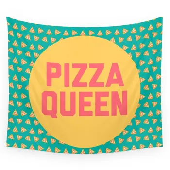 

Pizza Queen Funny Quote (Graphic) Wall Tapestry Small: 51" x 60"