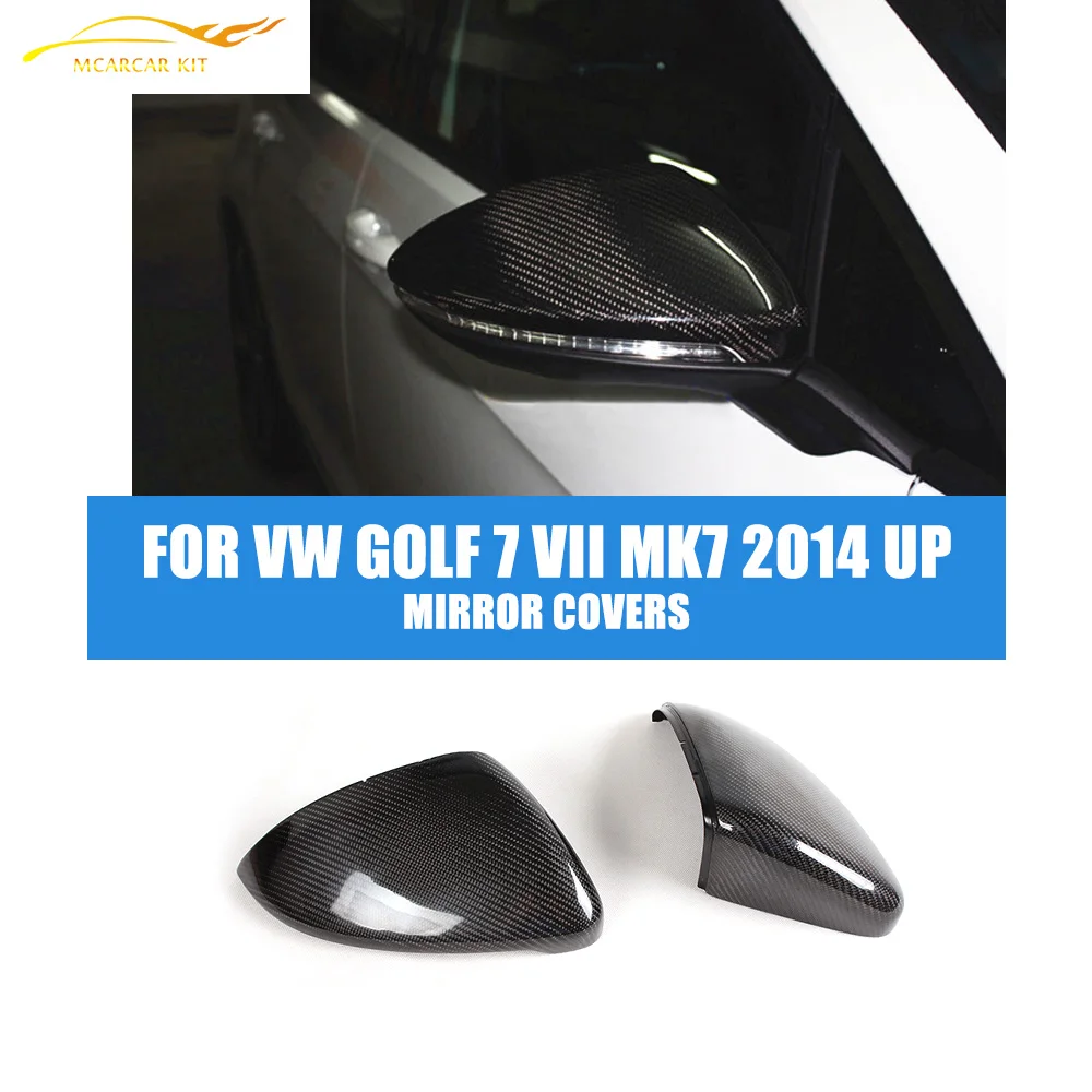 2PCS/Set Carbon Fiber Rearview Mirror Covers Fit For VW Golf 7 VII MK7 2014-2016 Side Wing Mirror Caps Car Styling carbon fiber side wing mirror cover caps for volkswagen vw golf mk5 2005 2007