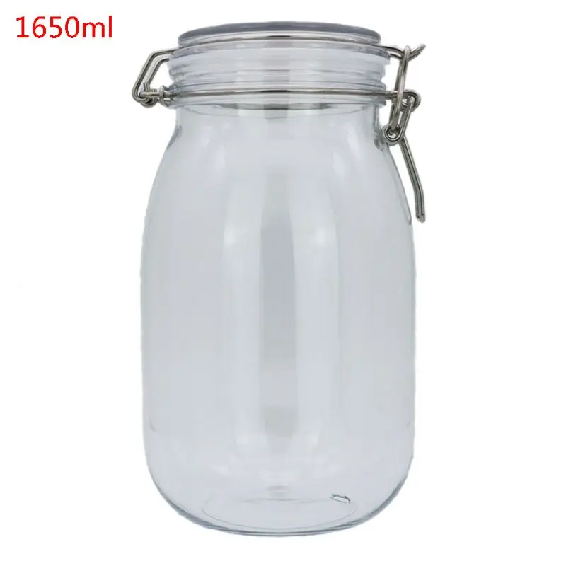 

1650ML Plastic Oval Clip Top Storage Jar With Airtight Seal Lid Food Container Tableware Preserving Kitchen Flour Pasta Spice