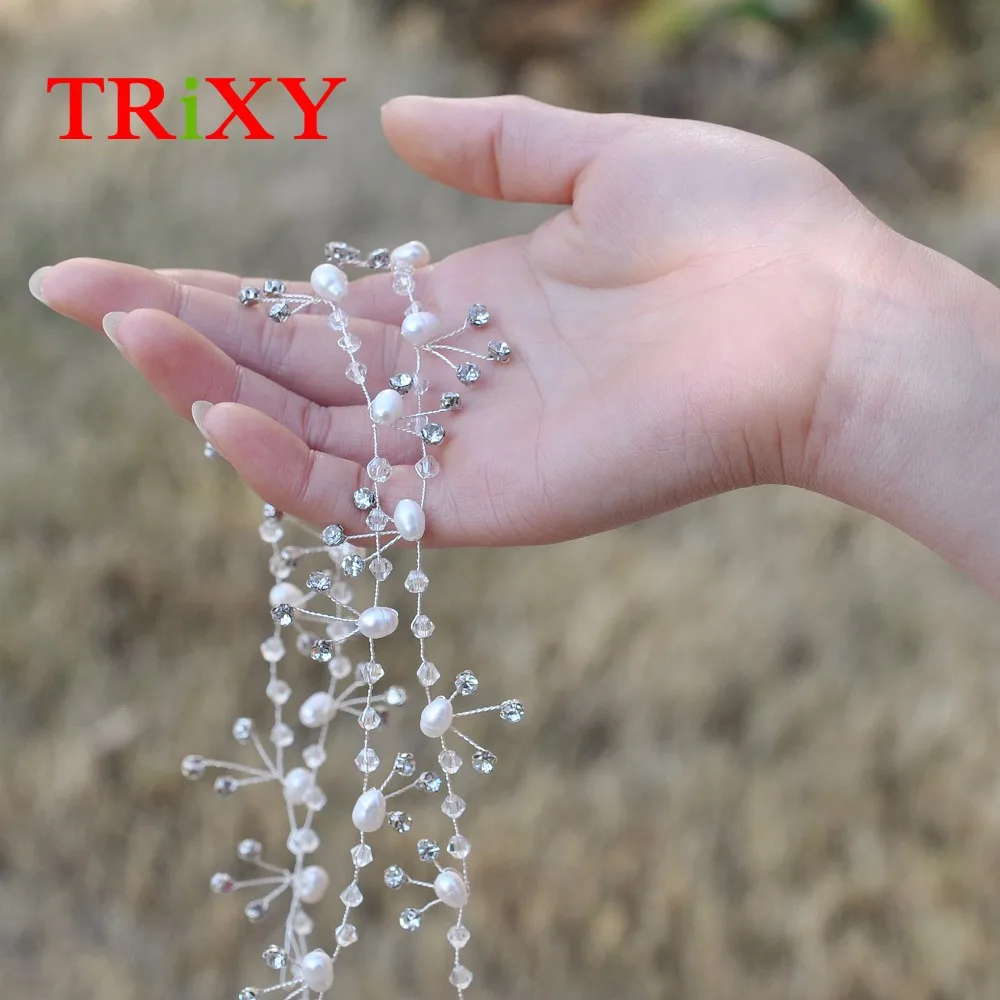 TRiXY H86 Быстрая Свадебные аксессуары для волос ручной работы с жемчугом и бисером блестящие стразы свадебные аксессуары для свадьбы мечты