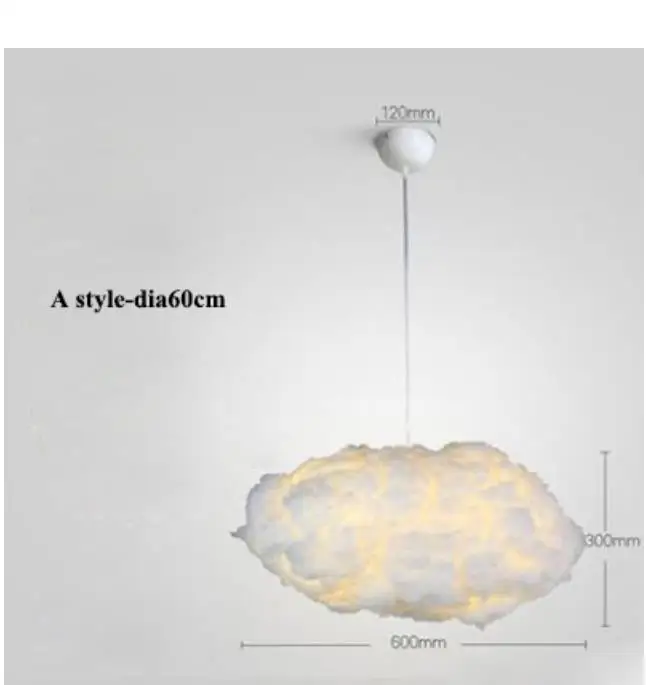 Современный плавающий облако светодиодная люстра освещение белый хлопок Гостиная потолочный светильник со светодиодными лампочками Обеденная подвесные светильники, с зажимным приспособлением - Цвет абажура: D