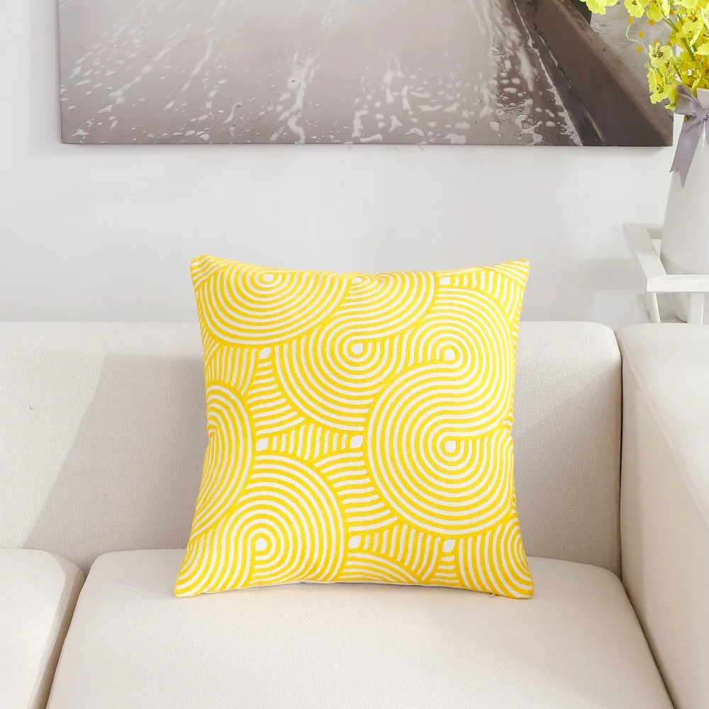 Толстый чехол для подушки в скандинавском стиле, желтый чехол для подушки с вышивкой и геометрическим рисунком 45 см* 45 см, чехол для подушки для дома и офиса, автомобильные подушки