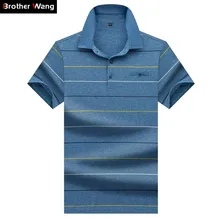 Брендовая мужская деловая рубашка поло летняя новая стильная модная повседневная полосатая хлопковая Высококачественная рубашка поло с коротким рукавом