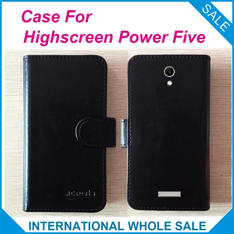 Лидер продаж! Чехол 2016 Highscreen Power Five 6 цветов Эксклюзивный кожаный чехол высокого