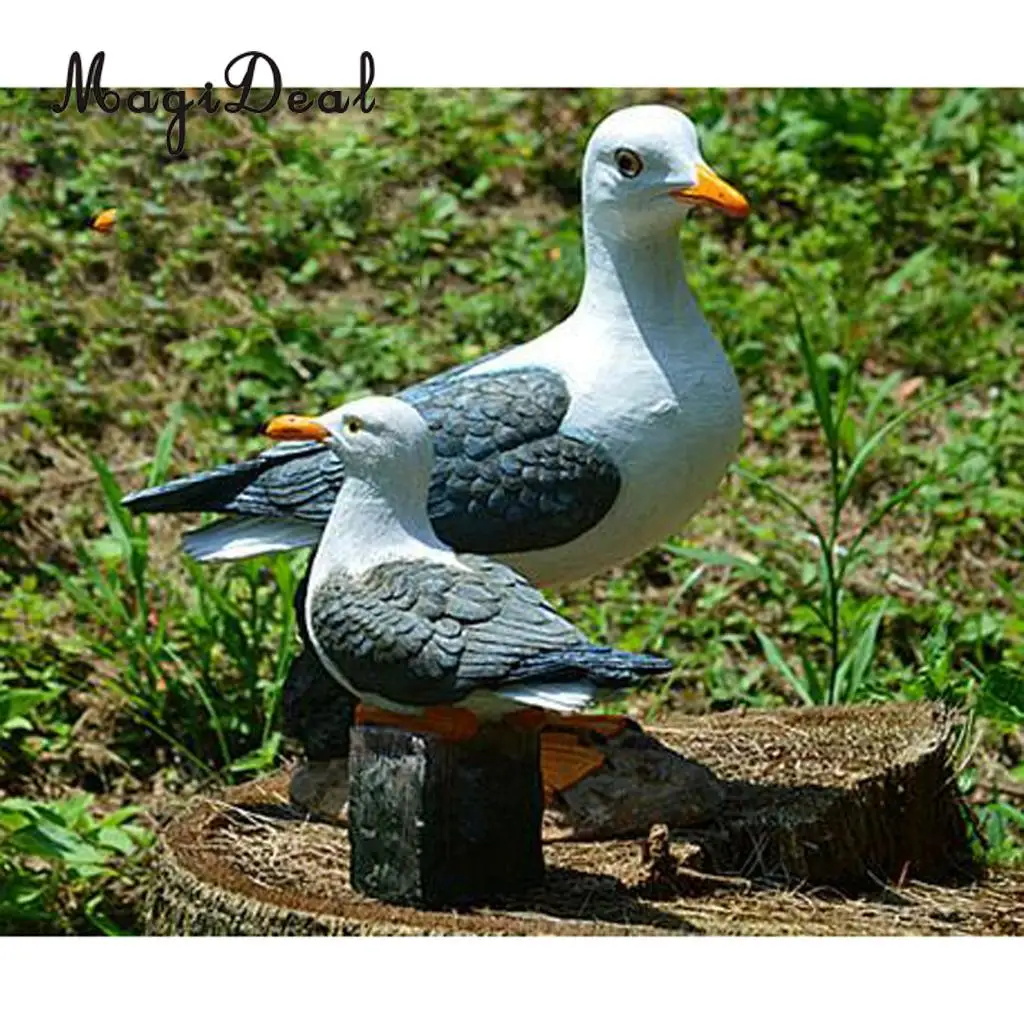 MagiDeal 1 Piece Seagull Sea Wild Bird Model Statue Figurine Crafts Figure Ornament Miniatures Garden Lawn Decor