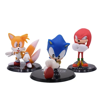 

3 Styles Anime Sonic Tails Knuckles PVC Action Figure Doll Model Toy Christmas Gift For Children With box
