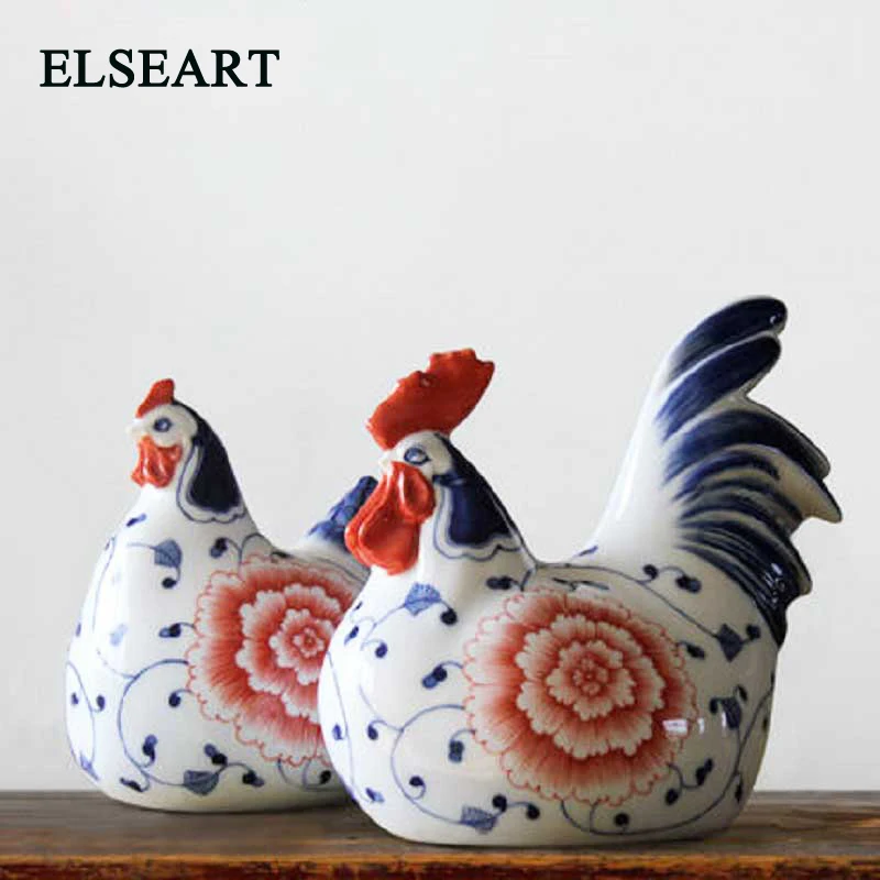 Керамический цыплёнок, для украшения Цзиндэчжэнь керамическая s ручная роспись синий и белый фарфор/роспись гостиной Зодиак курица