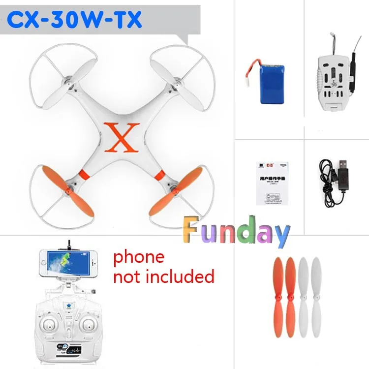 Cheerson CX-30W CX-30W-TX Квадрокоптер с дистанционным управлением с Камера iPhone Wi-Fi в режиме реального времени дистанционное Управление беспилотный летательный аппарат H9D H107D