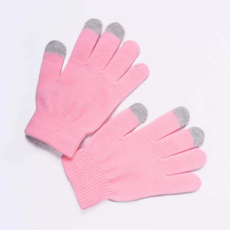 pink full Шерстяные зимние мужские и женские перчатки, вязаные эластичные перчатки без пальцев, теплые перчатки без пальцев - Цвет: pink full