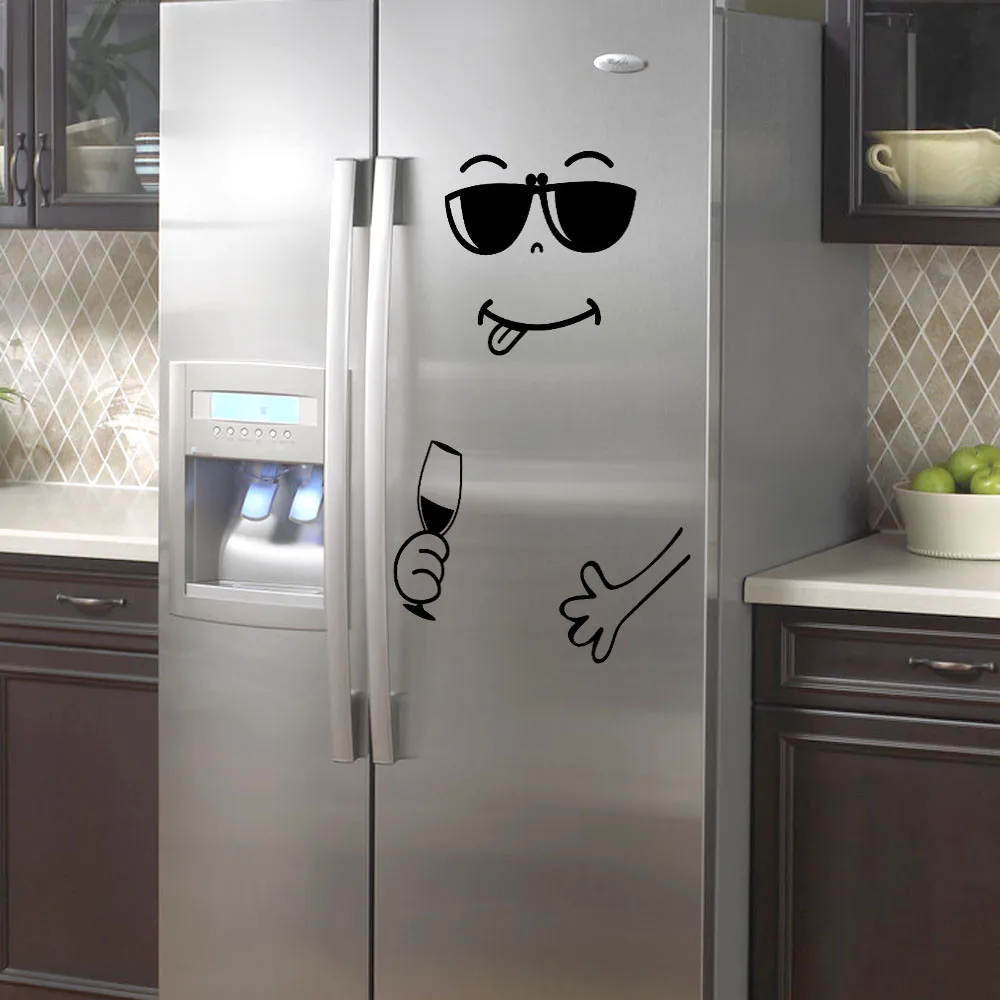 

KAKUDER Vinyl Sticker Art Wall Sticker Home Decoration Funny Smiley Wall Sticker Fridge Magnet Cool expressionFridgestickerJan18