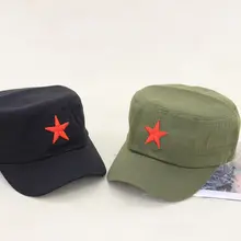 Gorra militar Estrella Roja bordado tapa sombrero militar ejército verde plana sombreros para hombres mujeres Unisex hombre mujer ejército sombreros de sol