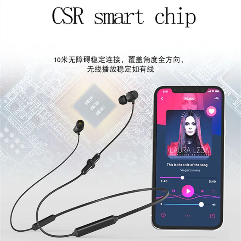 AMTERBEST CSR Drahtlose Bluetooth Sport Kopfhörer IPX5 Wasserdichte 48H Musik Drahtlose Kopfhörer mit Mikrofon Neckband Headset