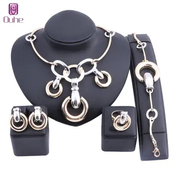 

Nigerian Wedding Woman Accessories Jewelry set Wholesale Fashion Dubai Gold Color Jewelry Set statement Necklace Jewelry Set