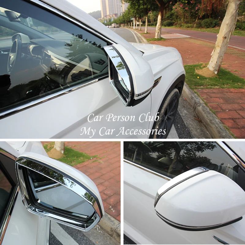 

For VW T-Cross 2019 Rear View Mirror Rain Eyebrow Cover Trims Rearview Frame Garnish ABS Chrome Stickers Car Accessories