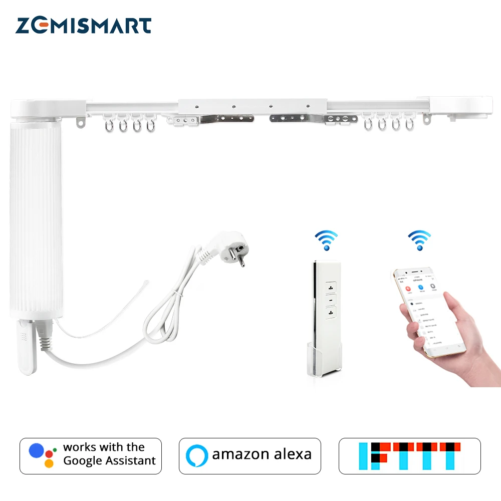 Zemismart WiFi Smart Curtain Motor With Track Alexa Echo Google Home Control via tuya Electric Curtains