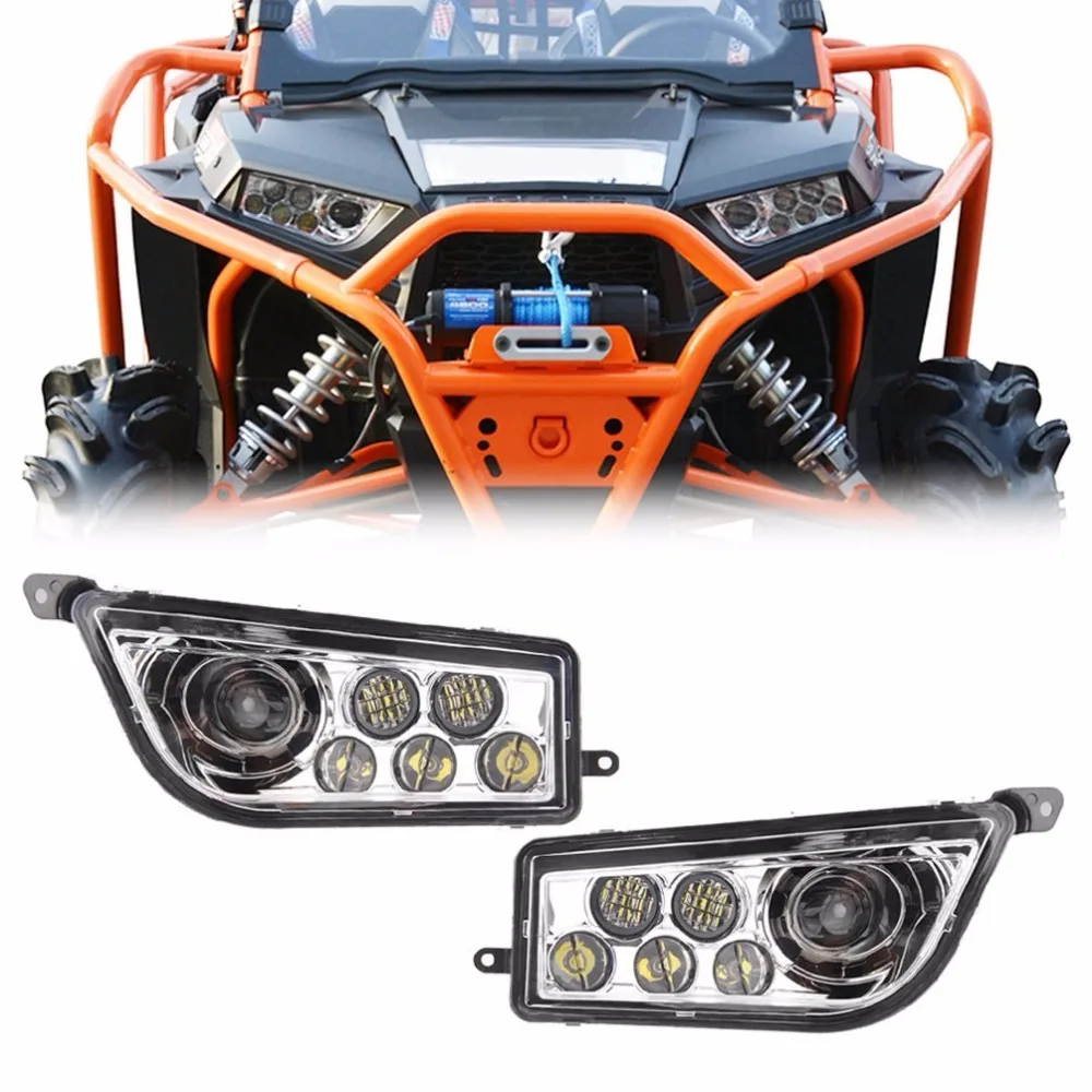 

Newest Chrome Auto Accessories ATV LED Headlight Kit Headlamp for Polaris Razor Push 1000