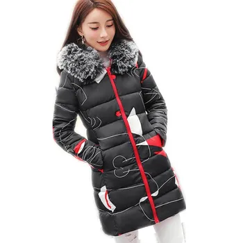 

New Fashion 2018 Winter Women Jacket Medium-Lohg Parkas Female Thicken Plus Size 3XL Hooded Fur Collar Slim Outerwear CoatCQ2125