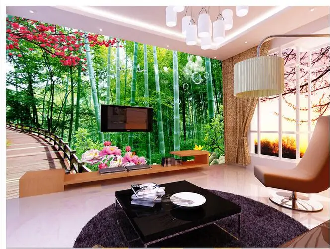 

Custom photo wallpapers 3d murals wallapper Idyllic landscape Bamboo forest scenery fashion living room TV setting wall papers