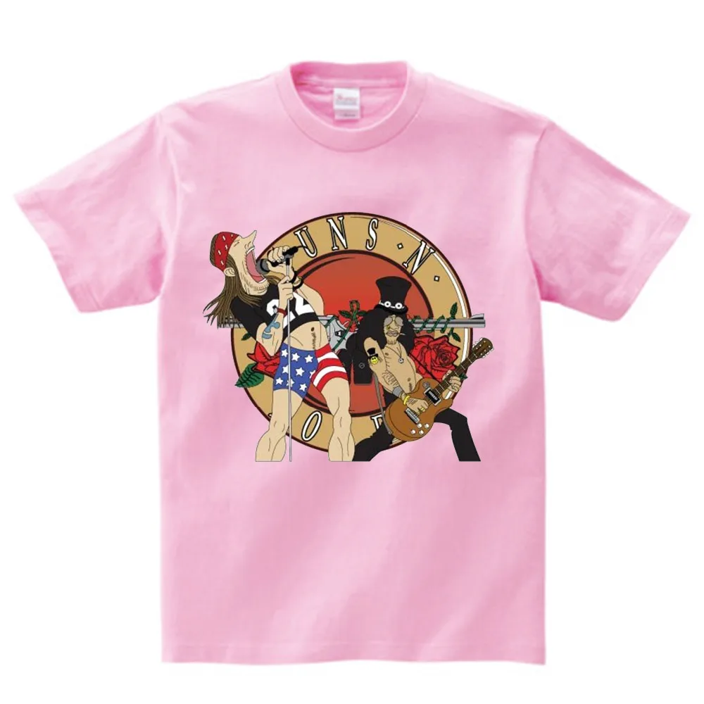 Футболка с розами и пистолетами, топы, одежда с принтом «пистолеты и розы», футболка, детский Забавный высококачественный хип-хоп для мальчиков и девочек, NN