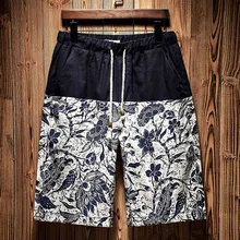 Новые мужские шорты,, повседневные пляжные шорты мужские, новые летние повседневные, в этническом стиле, свободные, хлопковые, конопли, пляжные шорты, брюки