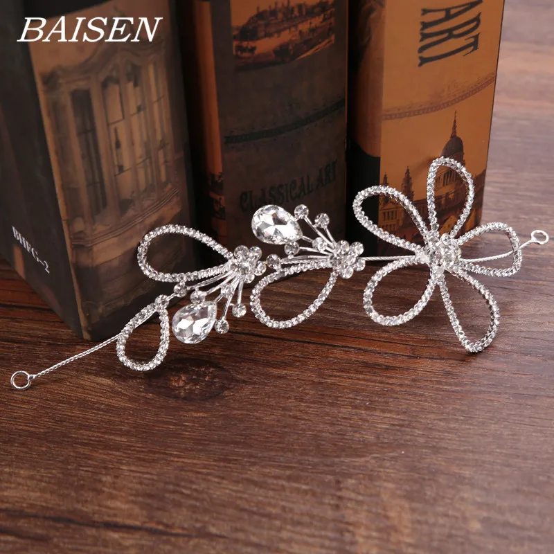 

Flower Rhinestone Bridal Headband Crystal Rhinestone Headband Wedding Hair Jewelry Silver Headpiece Bride Tiara Soft Hairband