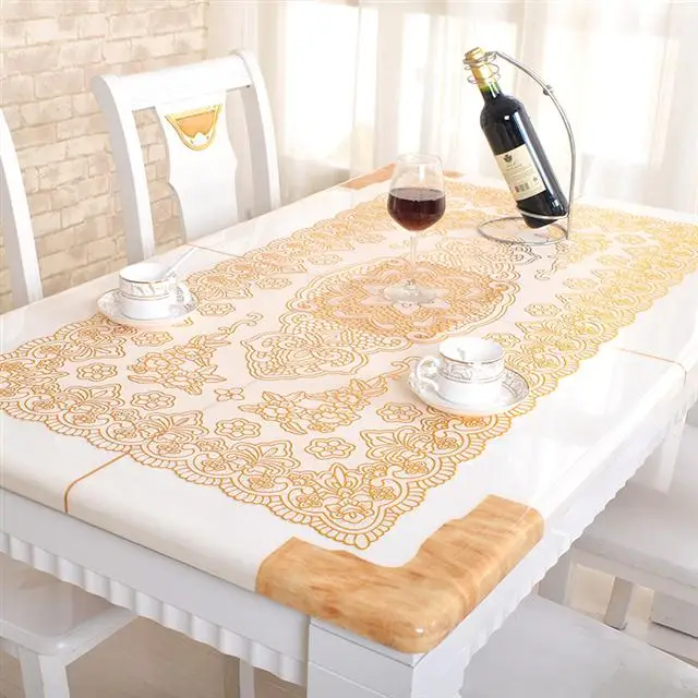 

Gliding Waterproof Oilproof Vinyl PVC Tablecloth Transparent Rectangular Tablecloth Table Cloth Cover