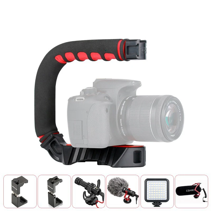 

Universal 3 Shoe C-Shape Handheld Phone Camera Mounts Video Stabilizer Grip Holder Bracket For iPhone Xiaomi Smartphone Nikon