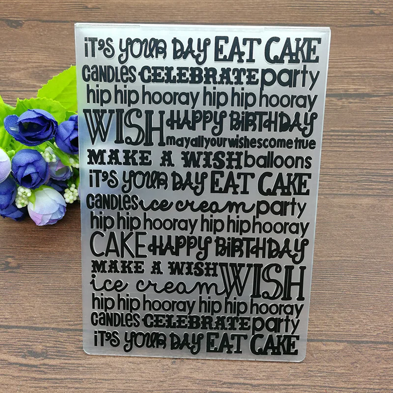 Пластиковая папка для тиснения букв на день рождения торт альбом для скрапбукинга подарочная упаковка украшения Вырубные штампы бумажное ремесло