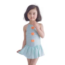 Летняя одежда для плавания принцессы милый цветочный цельный купальный костюм небесно-голубого цвета для маленьких девочек детская пляжная одежда Fille купальник для младенцев