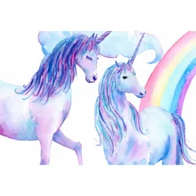 Buy Laeacco Unicorn Rainbow Watercolor Painting Baby Newborn Birthday Photography Background Customized  Backdrop For Photo Studio Free Shipping