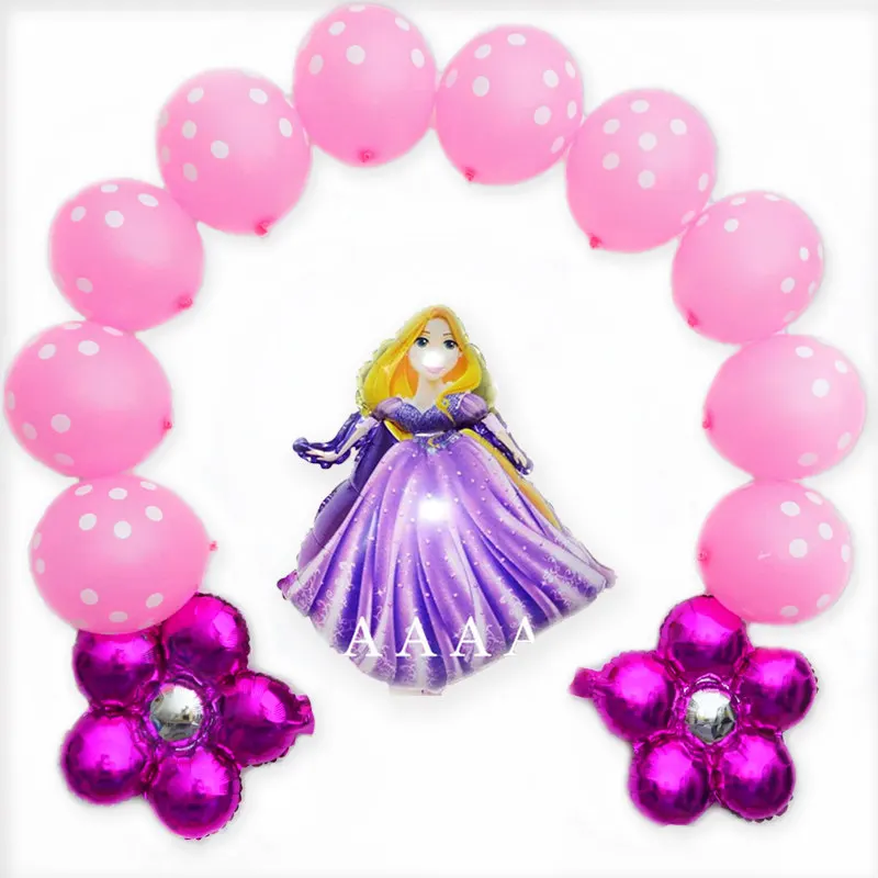 13 шт./компл. воздушный шарик из фольги в форме цветка смешанные принцессы воздушный шар с Золушкой латекс глобус для день рождения украшения - Цвет: 13pc  Pink  P03