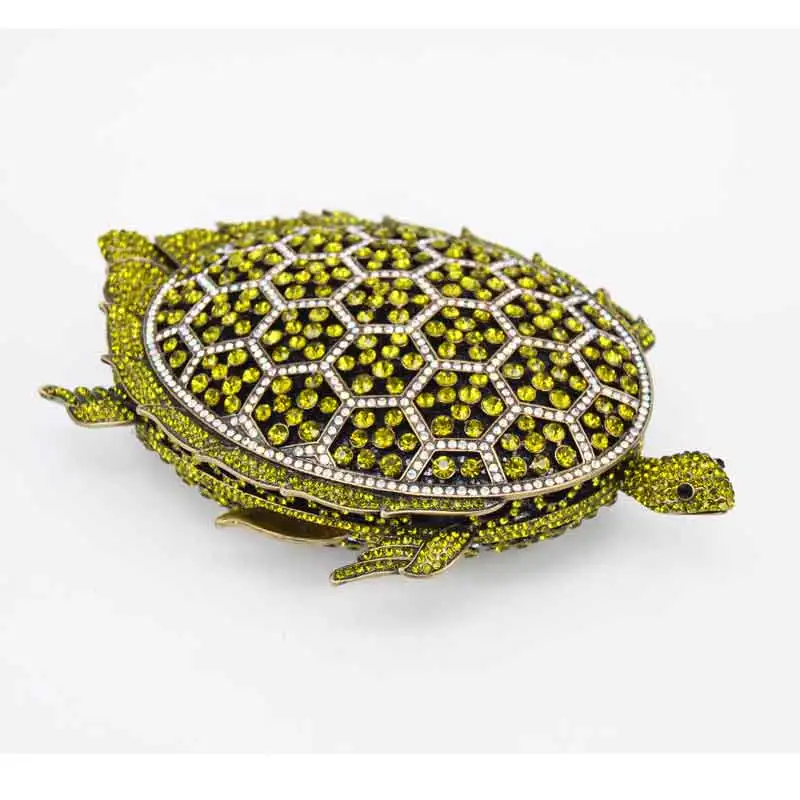 Животного дизайнер черепаха Роскошные клатчи Для женщин вечерние свадебные сумки на плечо дамы Сумки SC786 - Цвет: Зеленый