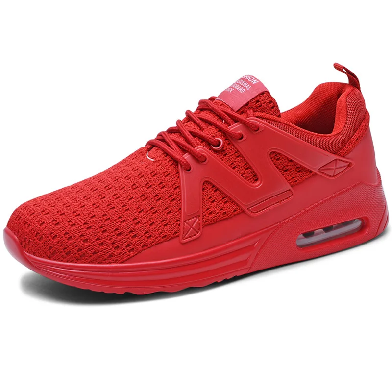 

High Quality Big Size 47 Air Sole Men Running Shoes Red Brand Sneakers Zapatillas Male Sport Shoes Rubber Mens Walking Shoes Red
