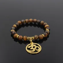 Faitheasy Природный Тигровый глаз шарик Сплав 3d символ Обрезка из пенделока бусы браслет