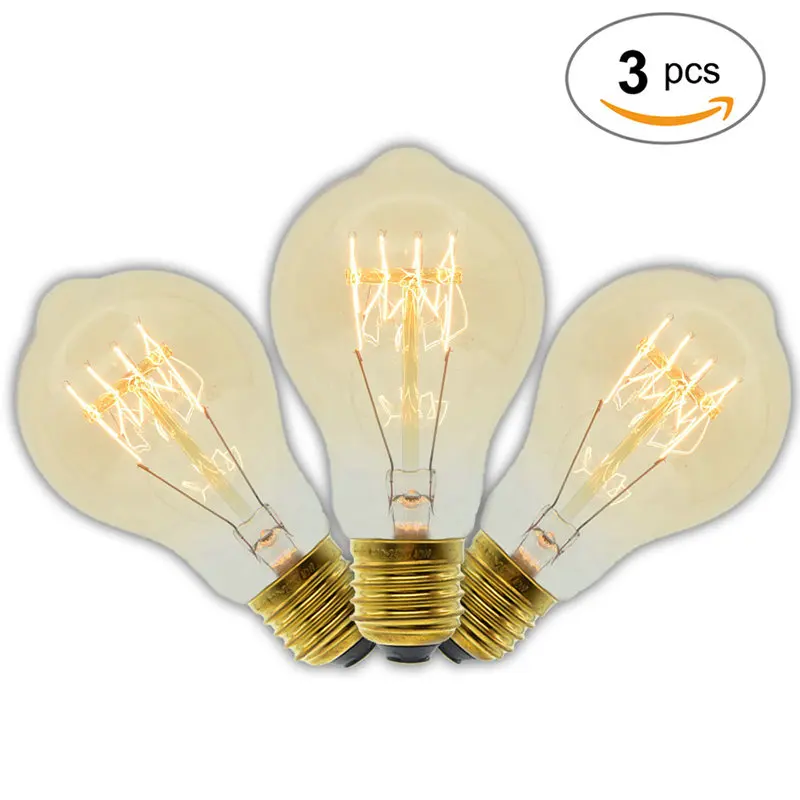 3 шт./лот ручной работы Edison лампа углеродная нить из прозрачного стекла, винтажная лампа Эдисона в стиле ретро лампа накаливания 40 Вт/60 Вт 220 V E27 A19 - Цвет: 3 Pcs