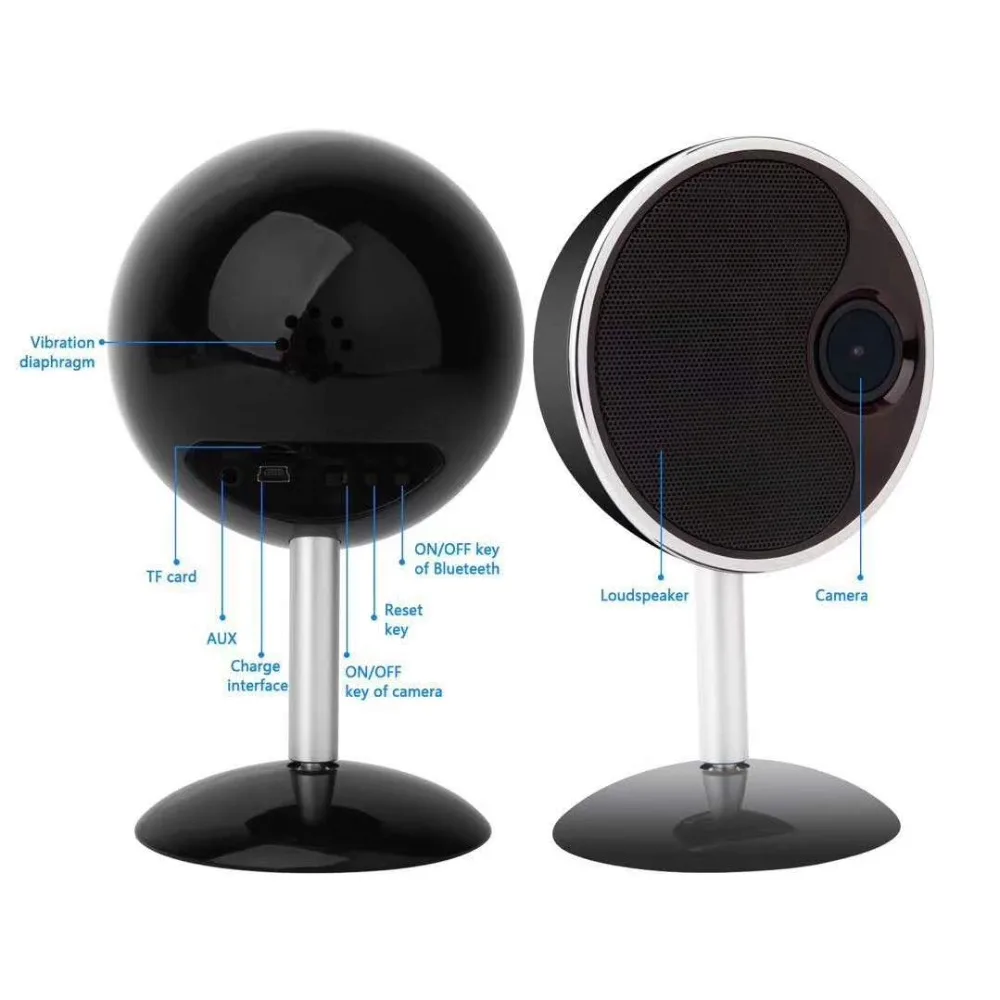 

5MP 1080P Wireless WIFI IP Camera 160 Degree Wide Angle Work AS Bluetooth Speaker