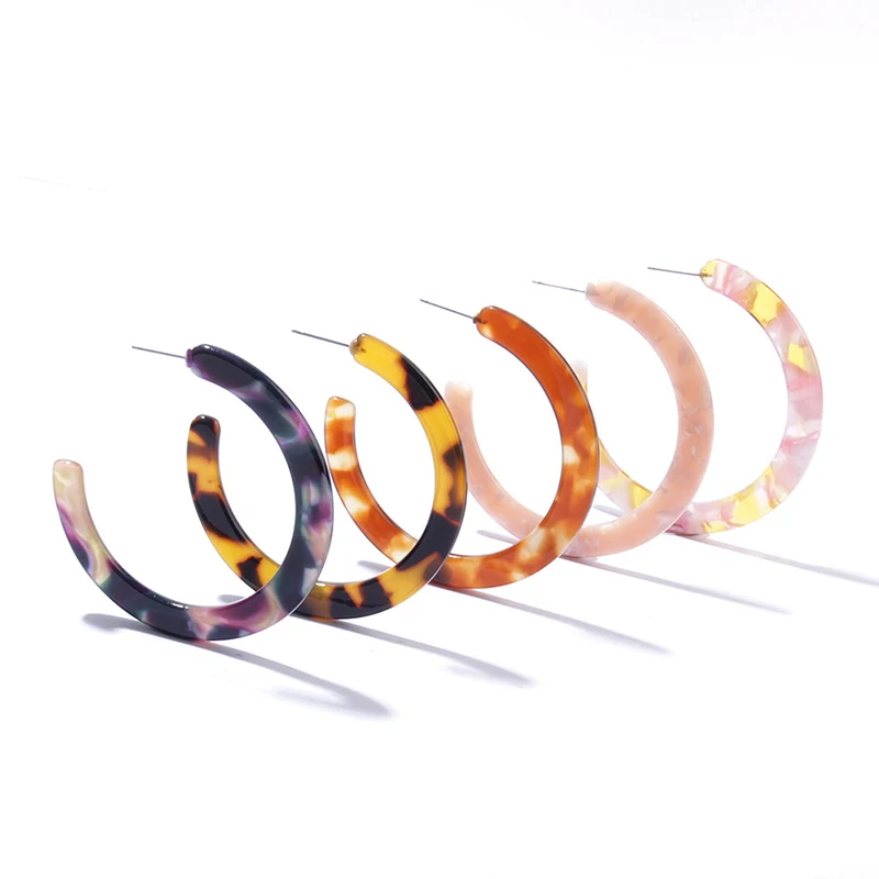 

CHEN FAN Bohemian 5cm Round dangle Earrings Women Circle Acrylic Acetic Acid Brincos Statement Boho Leopard Jewelry Party Gifts
