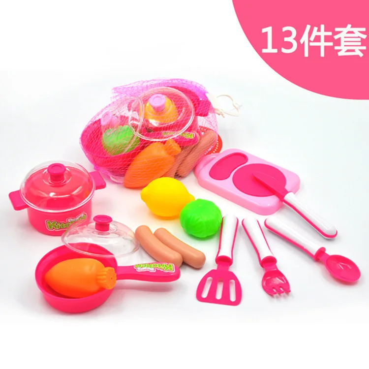 7-15Pcs Plastic Simulation Pretend Play Game Toys Utensils Fruit Vegetables Cut