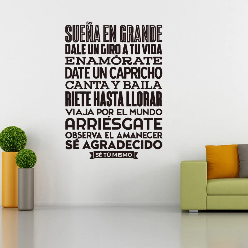 

Stickers Spanish Se tu mismo Vinyl Wall Decals Sticker Mural Wall Art Tile Wallpaper for Living Room Home and House Decor DD096