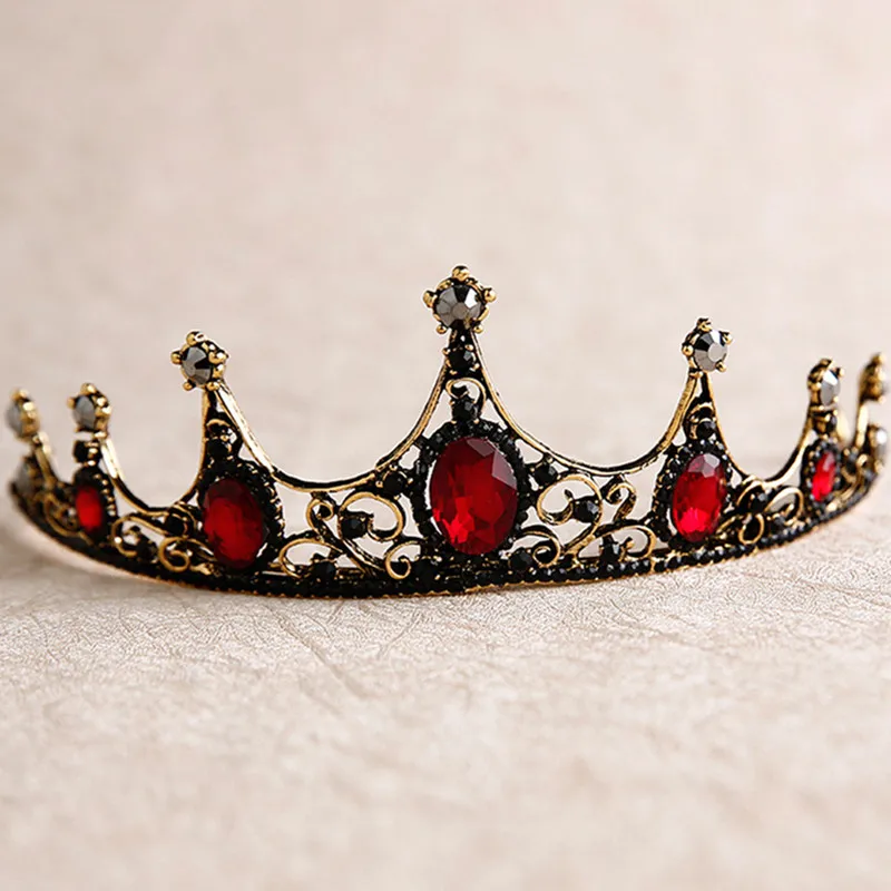 DIEZI/корона в стиле барокко с черными и красными кристаллами для свадебных торжеств для девочек, Тиара для невесты, повязка на голову, свадебная диадема, Королевская корона, аксессуары для волос