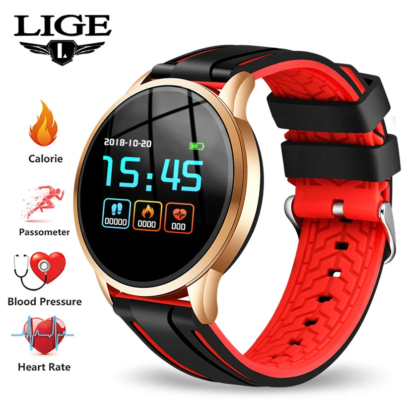 LIGE смарт-браслет для женщин спортивные Смарт-часы для мужчин IP67 Водонепроницаемый фитнес-трекер светодиодный экран монитор сердечного ритма шагомер браслет