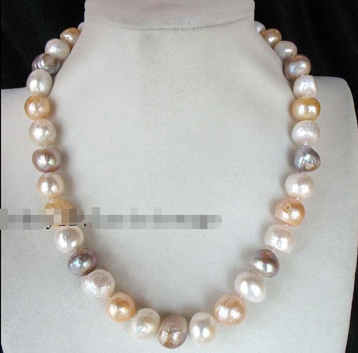 

FREE shipping>>>> freshwater pearl multicolor unique baroque necklace 17" 6.07