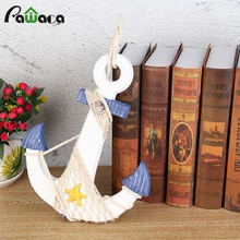 

Mediterranean Style Wood Anchor Fishing Net Nautical Decor Wall Hanging Art Crafts Hanging Hook Vintage Home Office Decor