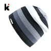 Men's Skullies Hat Bonnet Winter Beanie Knitted Wool Hat Plus Velvet Cap Thicker Stripe Skis Sports Beanies Hats for men ► Photo 1/6
